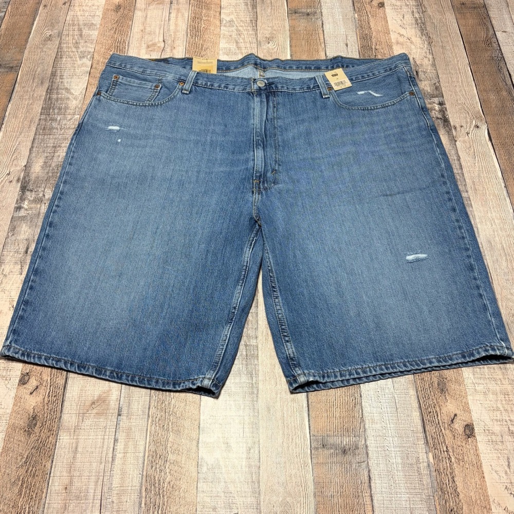 Levis 569 Loose Shorts Mens 48 Blue Denim Distressed Baggy Skater Summer Casual